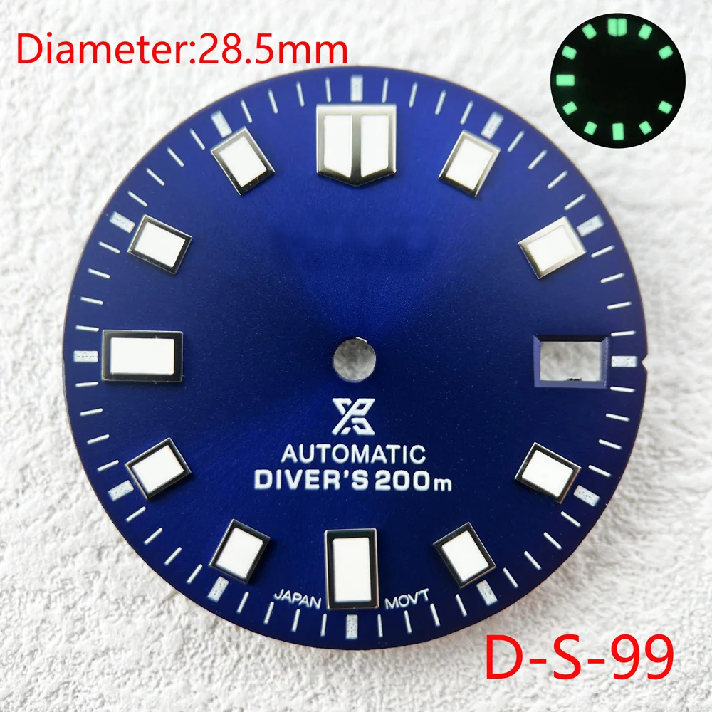 28.5mm Green/Blue Luminous Dial Fit SKX007/SUB Watches Accessories for NH35 NH36 Automatic Movement With S Logo