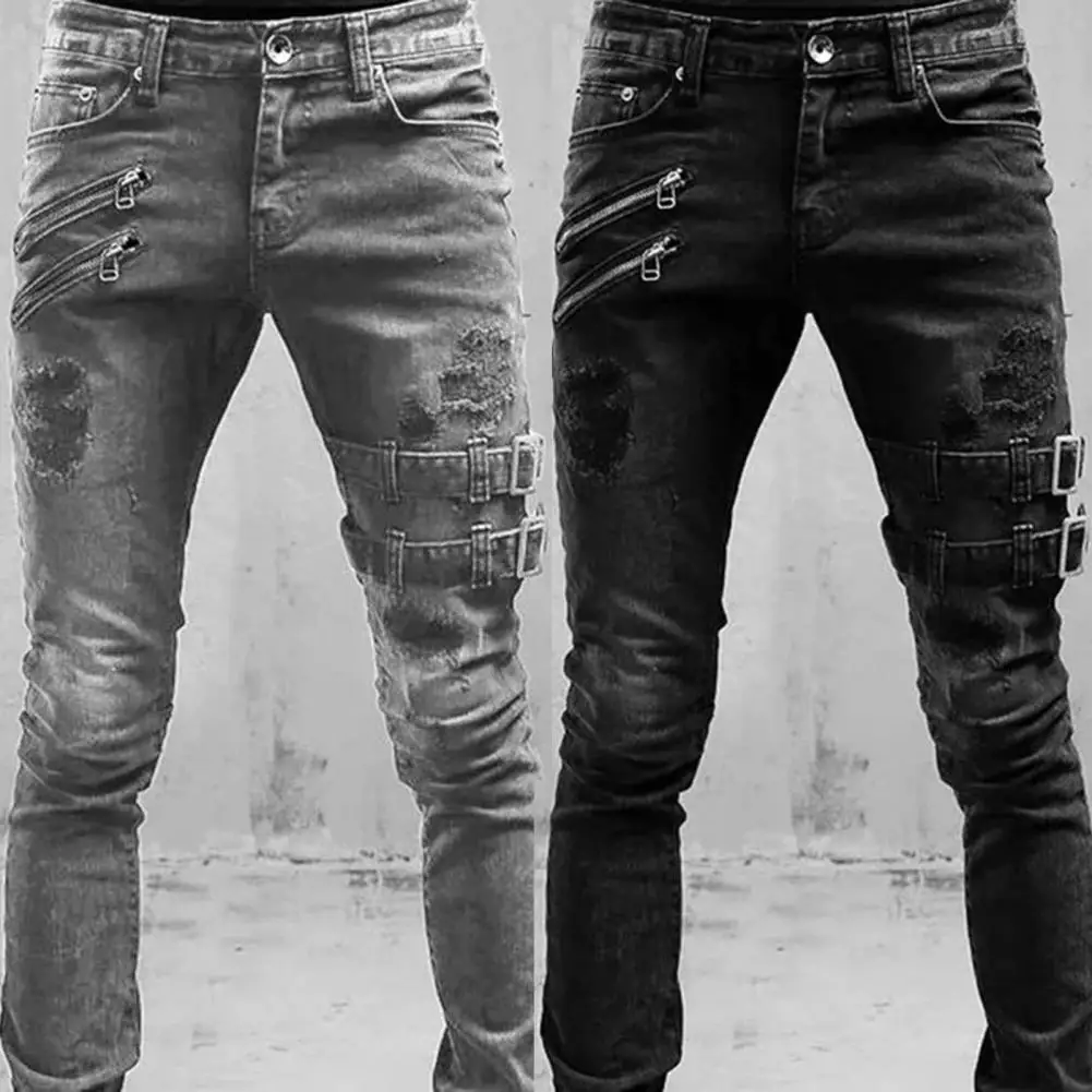 Dropshipping!!2021 Fashion Street Tight Men Jeans High Waist Denim Non-shrink Male Jeans Long Pants