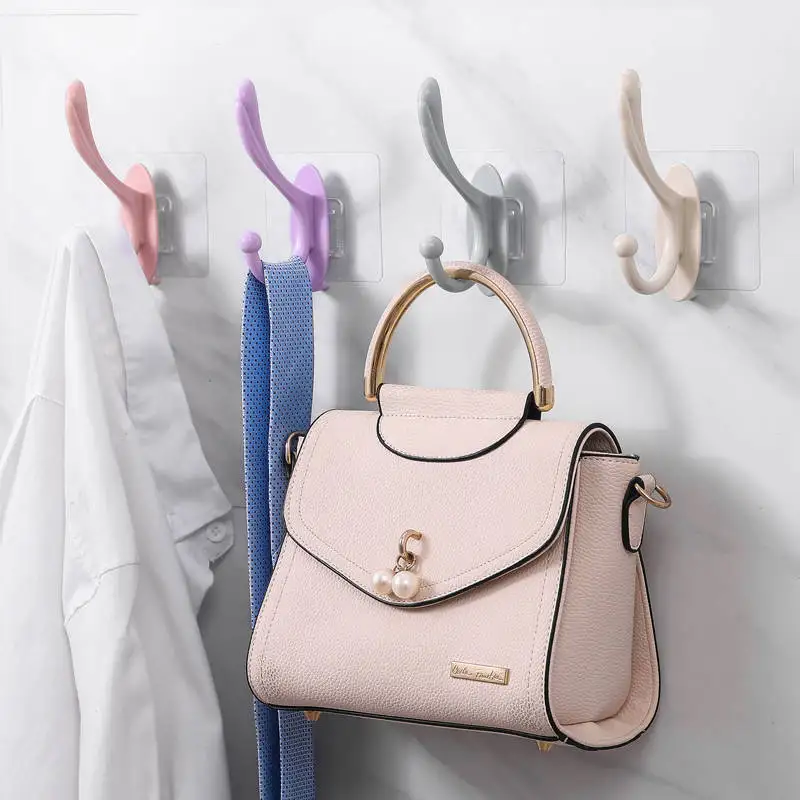 

Wall Hanging Door Hooks Adhesive Multifunctional Waterproof Towel Hooks Holders For Bathroom Towel Robe Hook Rack Wall Mount