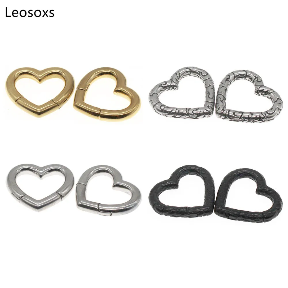 Leosoxs 1 Pair Stainless Steel Love Heart Ear Weight Ear Gauges Expander Stretcher Piercing Body Fashion Jewelry New