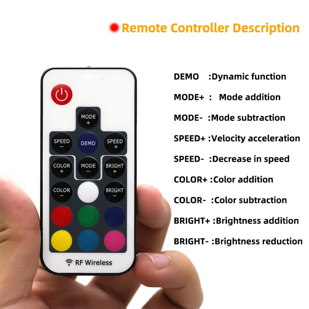 DC 12V 4 Pin Lamp Dimmer RGB LED Strip Light Controller Wireless RF 17 Keys Remote Control for Computer Motherboard - купить по