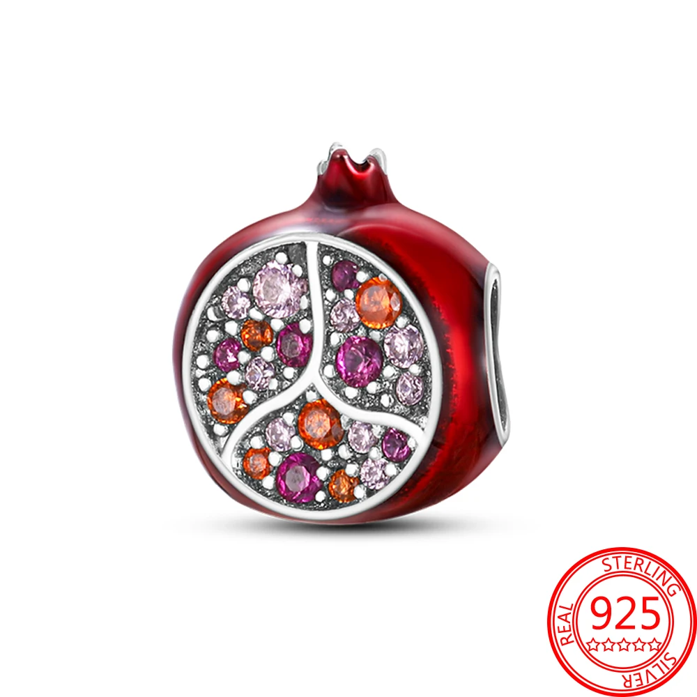 

2022 New Design Original 925 Sterling Silver Cute Round Bead Pomegranate Charm Fit Original Pandora Charms Bracelet & Bangle