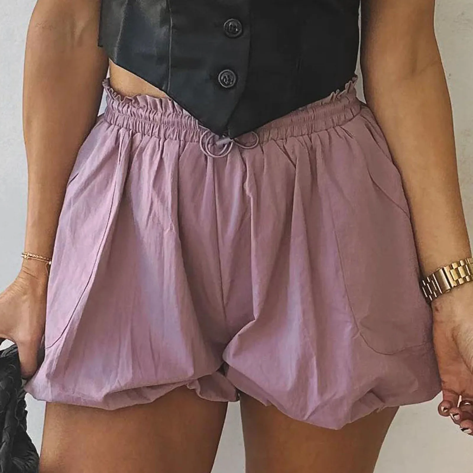Женские летние пышные шорты-клеш Gaono Y2k с завязками и оборками на подоле