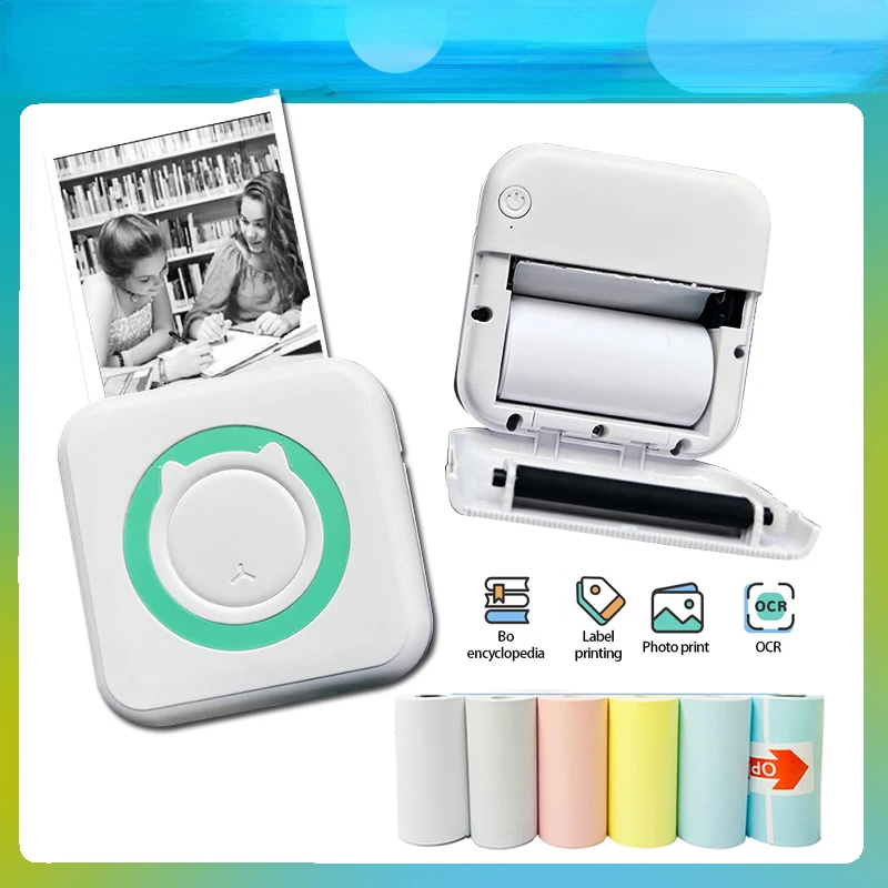 

Pocket Label Thermal Printer Portable Mini Wirelessly BT Connect 200dpi Photo 57 mm Memo List Printing Wireless Printer Clearly