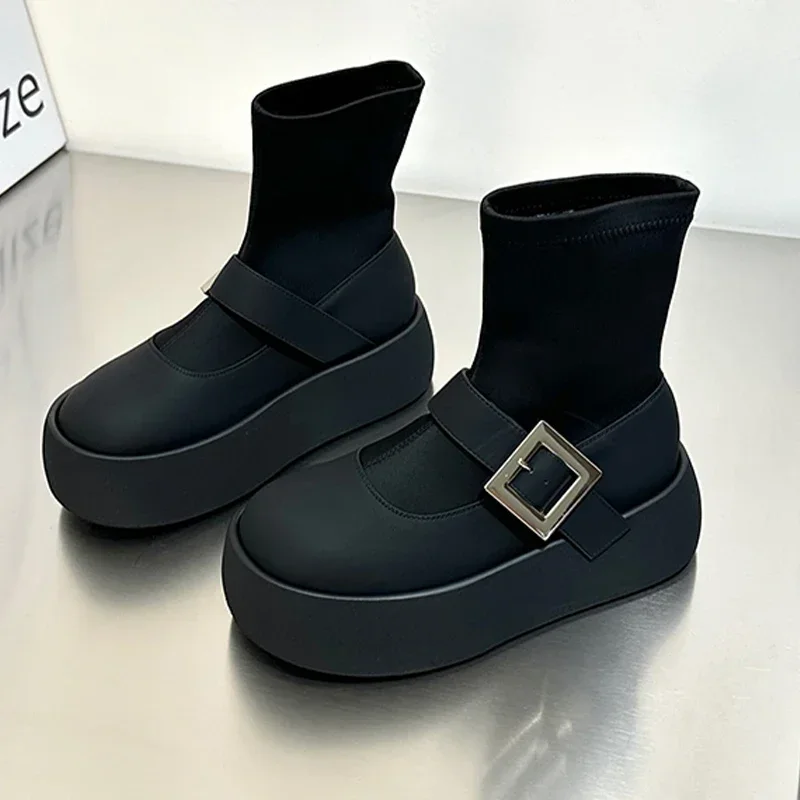 Женские зимние ботильоны на плоской подошве и платформе кожаная обувь трендовая