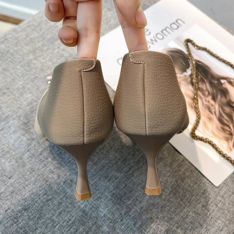 Women's Heels Women Trend 2022 Stilettos Pointed Toe Elegant Dress Shoes Party Luxury Office Casual Comfort Pumps Black Brown