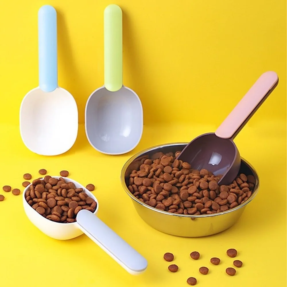 

Bowl For Dogs Multinational Dog Food Spoon Pet Feeding Spoon Creative Cup Curved Design With Sealed Bag Clip Dog Supplies