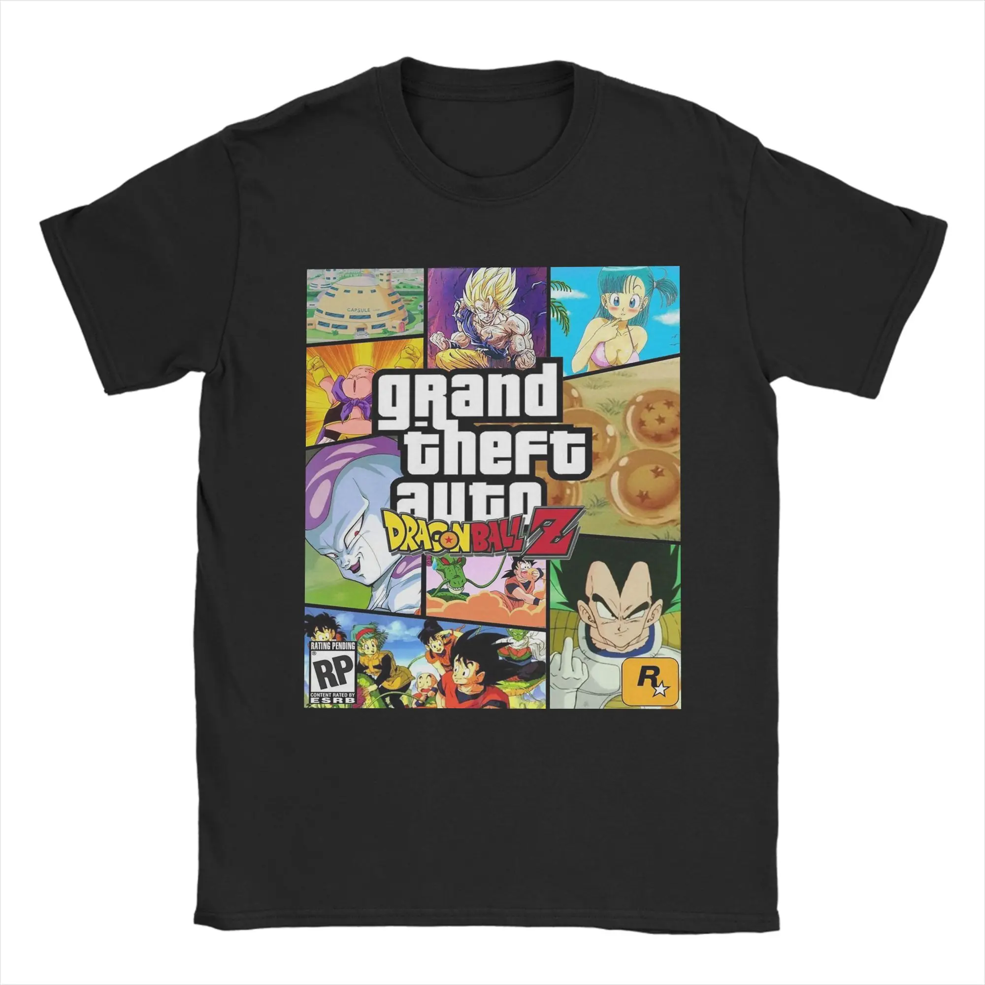 Фото Модные футболки Grand Theft D-Dragon Ball Z, мужские футболки с круглым воротником, 100% хлопок, футболка с короткими рукавами, топы с графическим принтом №3
