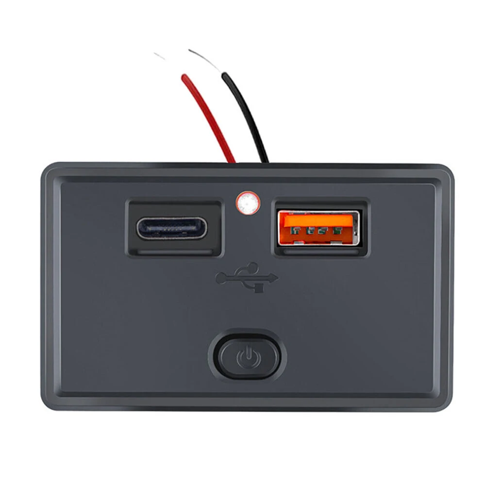 

Разъем для быстрой зарядки PD QC3.0 12-24 В, черный прочный светодиодный индикатор, светодиодная розетка с двумя USB-портами, аксессуары высокого качества