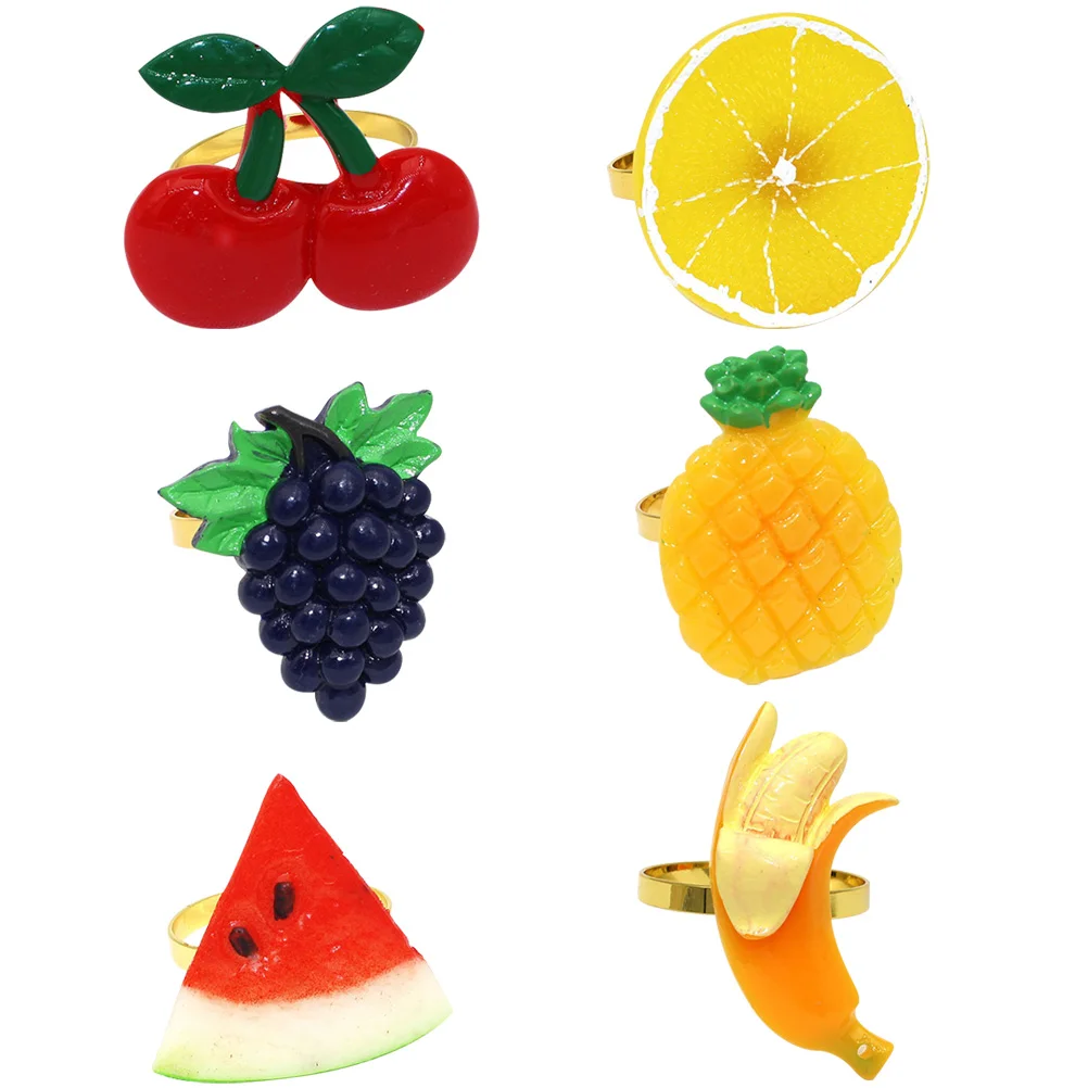 

6pcs Decorative Serviette Holder Dining Table Decorative Fruit Pattern Napkin Holder Party Favors
