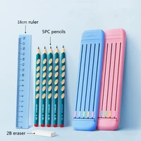 large pencil case set ruler pencil eraser 4 sets school supplies gift for primary students cute kawaii stationary pokemon case