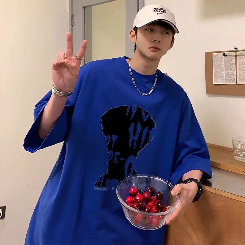 

Мужская футболка с коротким рукавом, Новинка лета 2022, свободная темпераментная Повседневная парная модель, универсальная модная трендовая ...