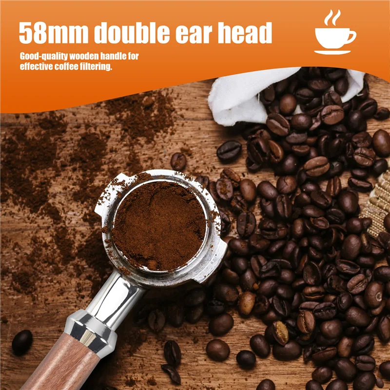 Фото ABXF-Coffee бездонный портафильтр кофемашина с деревянной ручкой фильтр аксессуары для кофе для Welhome KD-310/KD-510 K888 №1