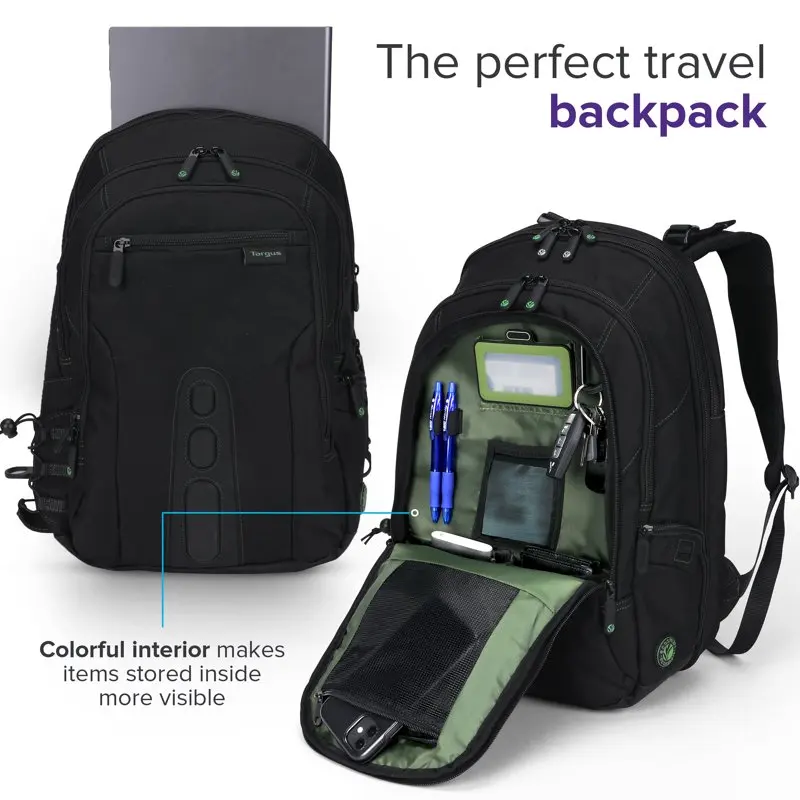 Spruce EcoSmart Backpack 17” 19 1/2 x 13 x 6 3/4 Black TBB019US
