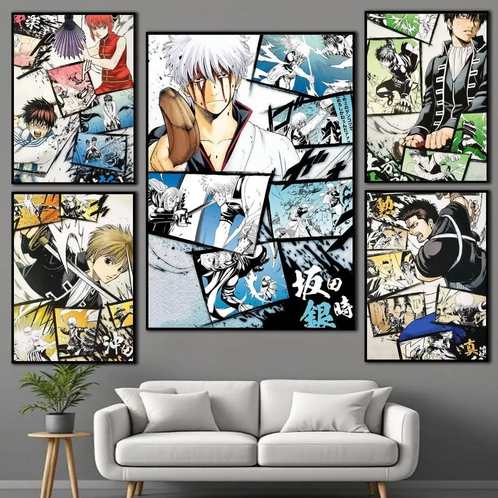 Фото Постер серии S-Sakata G-Gintoki Gintama-S, самоклеящаяся художественная водонепроницаемая бумажная наклейка, декор для стен кофейни, бара, комнаты №1