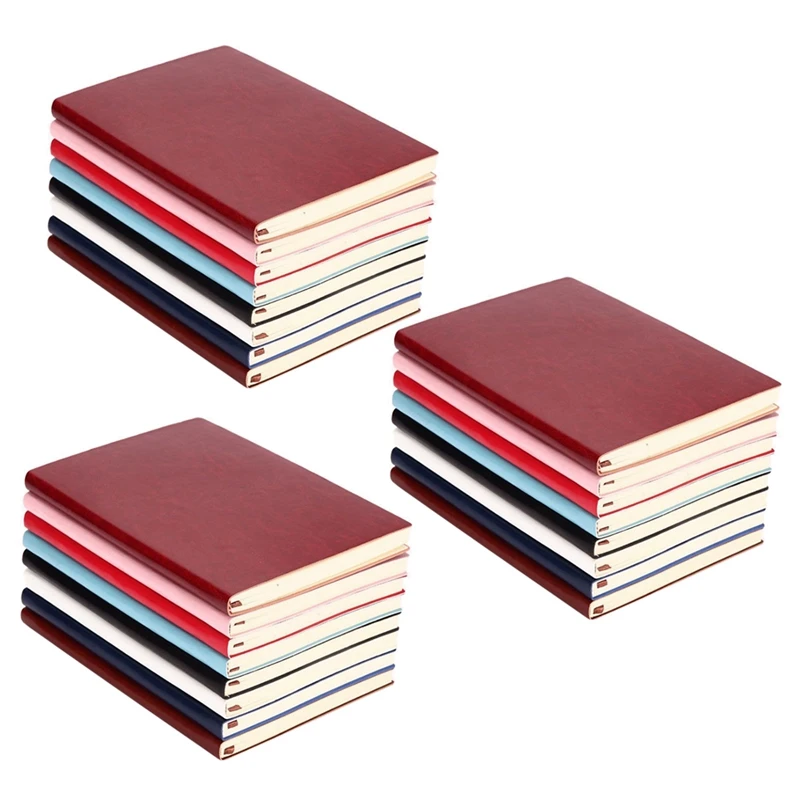 

3X 6 Color Random Soft Cover PU Leather Notebook Writing Journal 100 Page Lined Diary Book