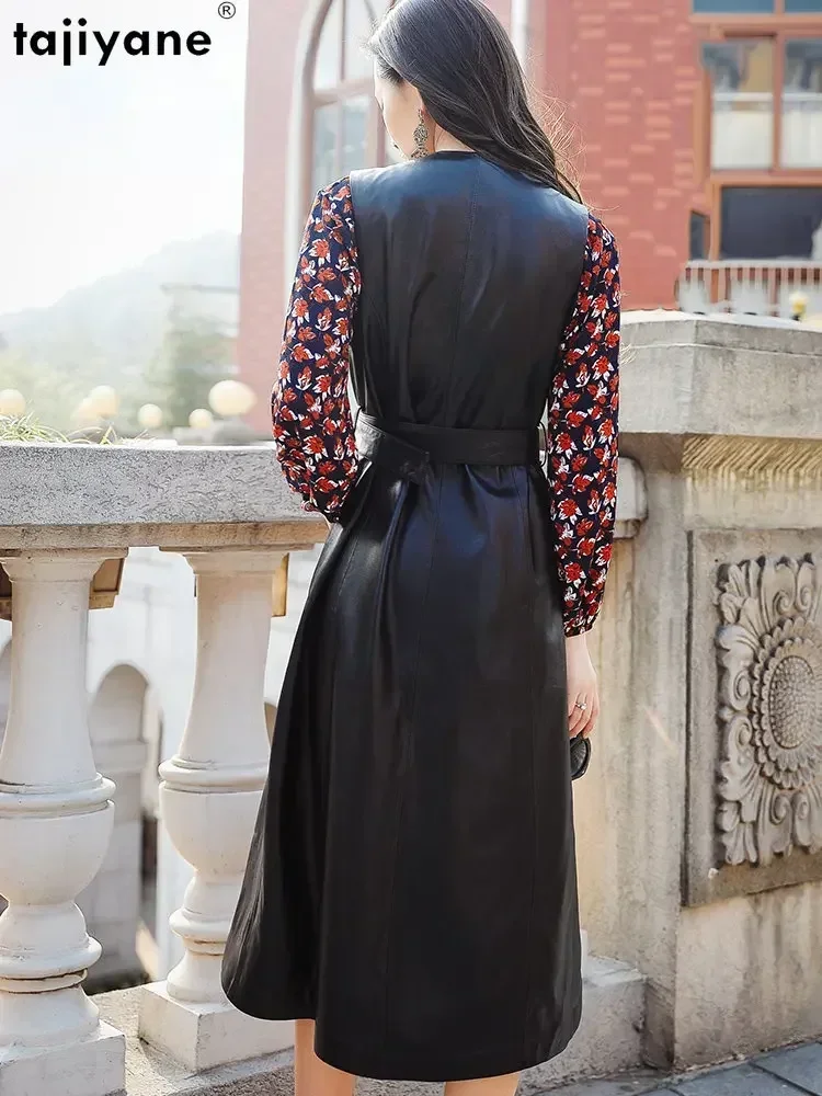 Женская куртка без рукавов Tajiyane элегантная Ветровка из натуральной овечьей кожи