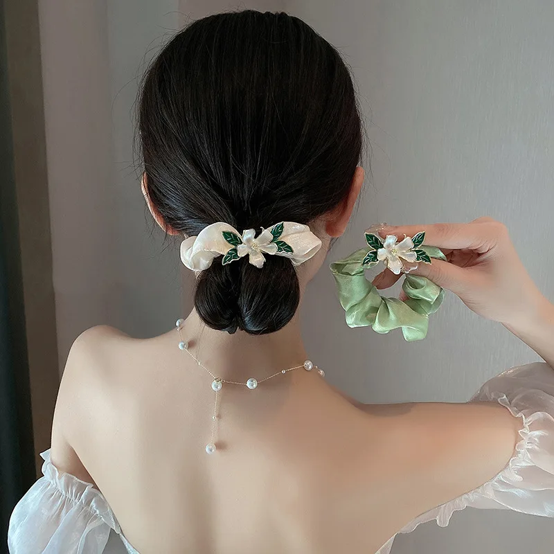 

Korean large intestine hair ring head rope female super fairy flower rubber band tied hair ponytail leather hair accessories