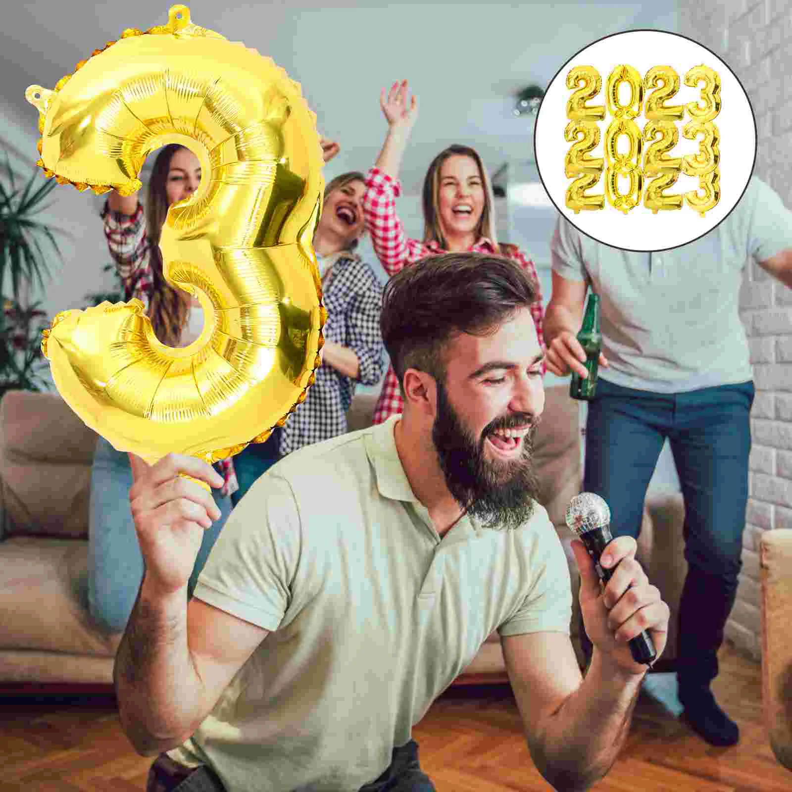 

Balloons New Year Party Balloon Graduation Aluminum Years Number Eve Nye Decorations Happy 2023 Banner Film Sethelium