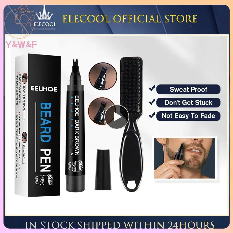 

Moustache Filling Pen Waterproof Men Beard Mustache Care Beard Filling Stick And Brush Black Brown Dye Hair Pencil Beard Beauty
