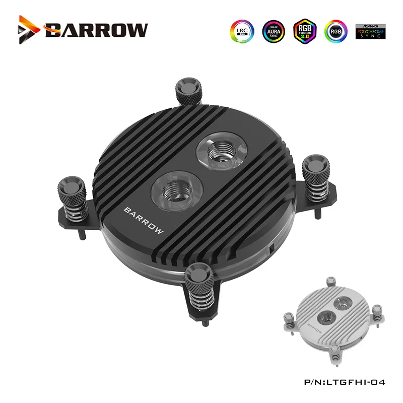 Barrow CPU Water Block Fit Intel Socket LGA115X,1200,1700,X99,X299 Processor Cooler,White,Black,G1/4