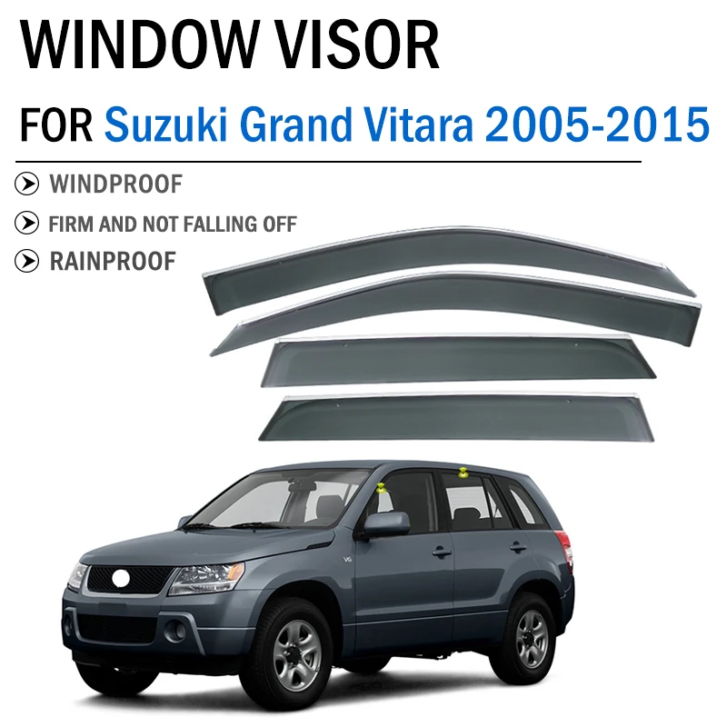 FOR Suzuki Grand Vitara 2005-2015 Window Visor Deflector Visors Shade Sun Rain Guard Smoke Cover Shield Awning Trim
