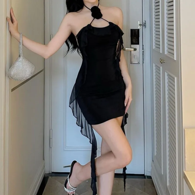 

Женское летнее сексуальное мини-платье CHQCDarlys без рукавов, с лямкой на шее, с открытой спиной, однотонное облегающее Клубное коктейльное платье