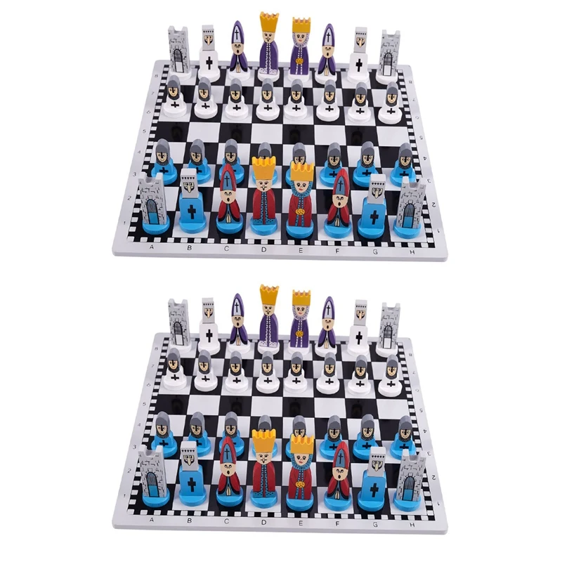 

NEW-2X Wooden Chess Children's Gifts Cartoon Modeling Chess Toys