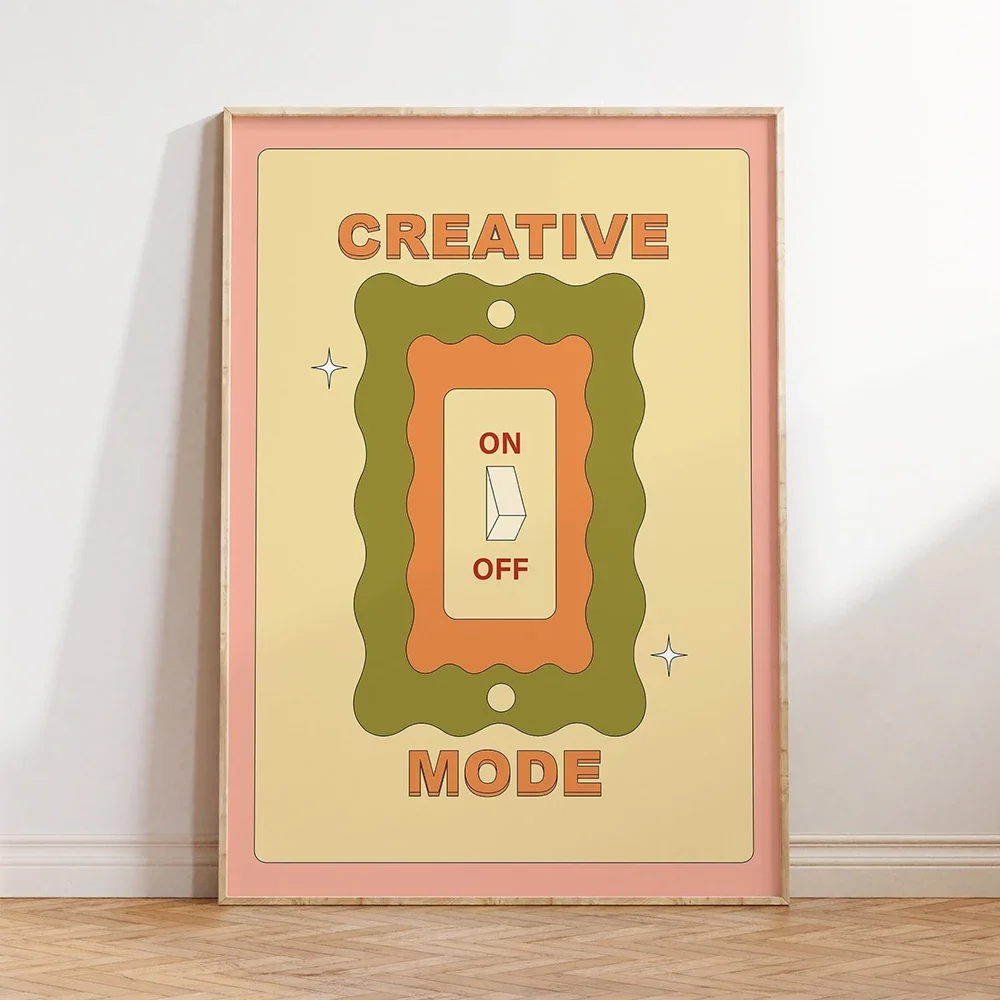 

Цветной настенный принт "Ретро розовый переключатель"