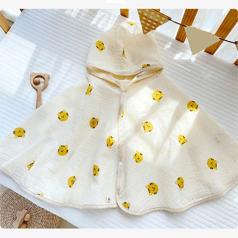 2 Layers Baby Hooded Bath Towel Cartoon Cotton Bathrobe Blanket Sleepwear for Infant Newborn Ultra-Absorbent(1-3 Years)