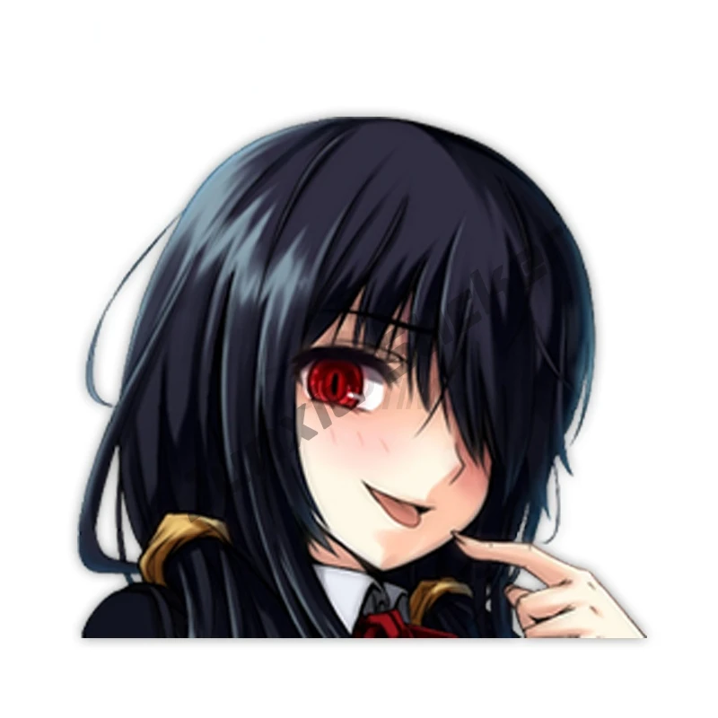 

Waifu Peeker Big Head Car Stickers Tokisaki Kurumi Sexy Cute Anime Girl Vinyl Decal for Truck Scratch-Proof Exterior PVC13x13cm