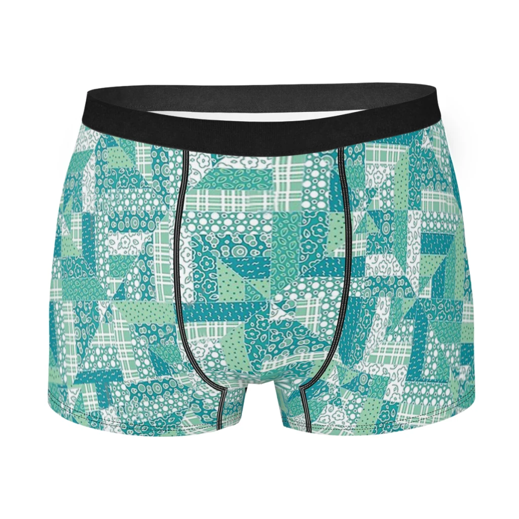 

Turquoise Geometric Quilt Pattern Geometric Patterns Underpants Homme Panties Male Underwear Ventilate Shorts Boxer Briefs