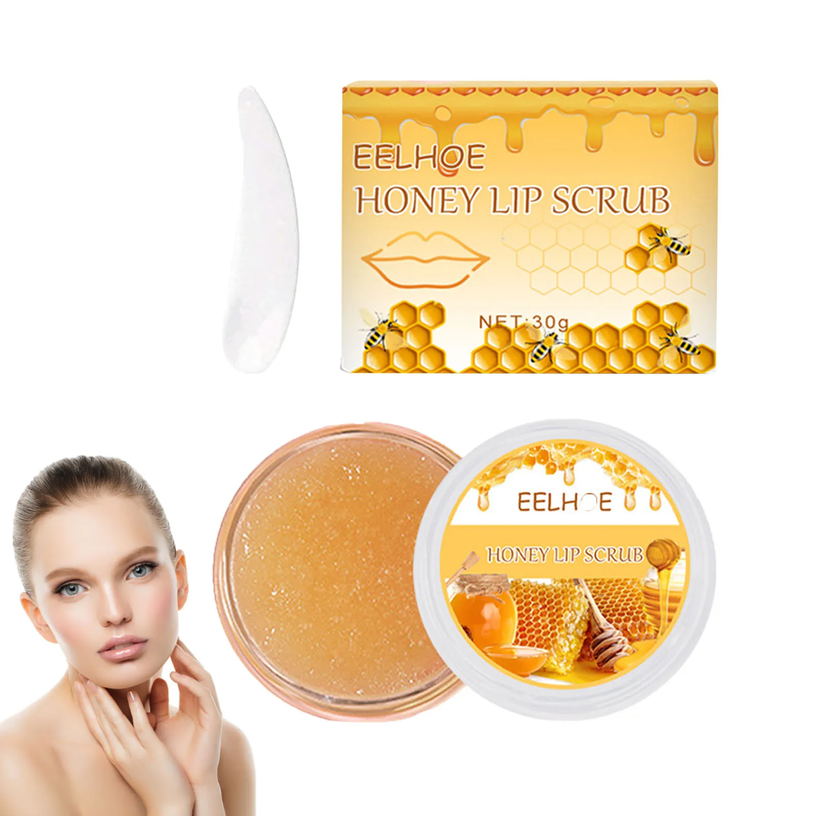 

Скраб для губ Honey, восстанавливающий бальзам с ложкой, увлажняющий и кондиционер для губ с ложкой для сухих потрескавшихся следов