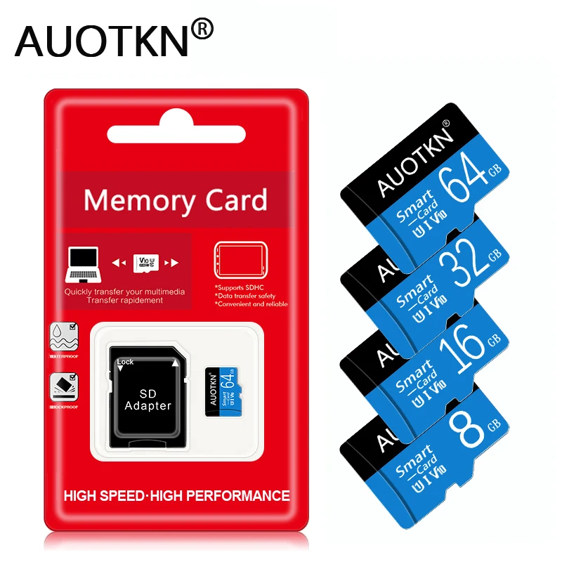 

AuoTKN Micro SD Cards 512GB 256GB 128GB C10 Memory Card 64GB cartao de memoria 32GB 16GB 8GB TF Card Real Capacity Flash card