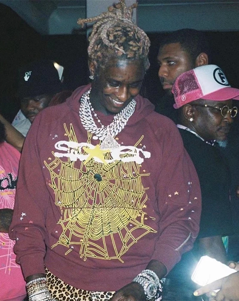 

Новинка, пуловер оверсайз красного цвета Sp5der 555555, мужские и женские худи kanye Young Thug Spiderweb для спортзала