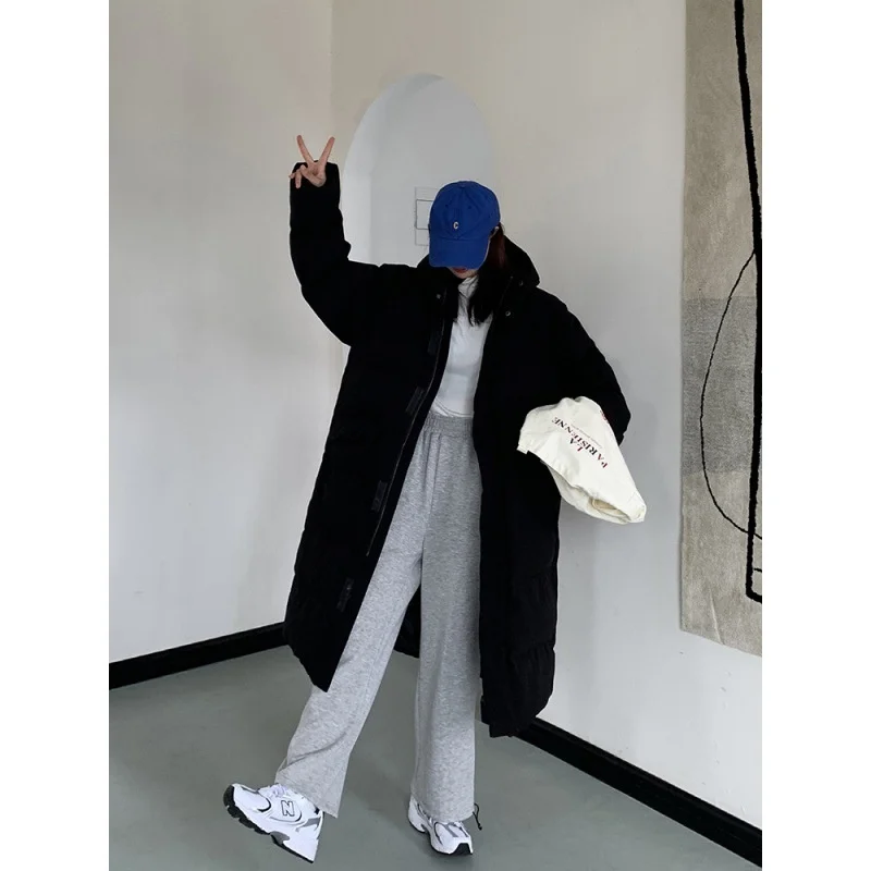 Long Coat For Winter Autumn Fashion Korea Padding Workwear Down Cotton Jacket Women Knee Length Loose Thickened Jacket Coat