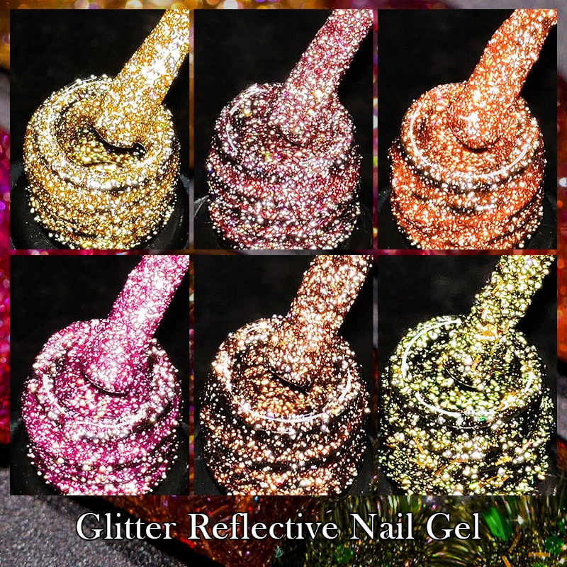 MEET ACROSS 7ML Светоотражающий гель лак для ногтей пропитанный УФ - гелем цветной