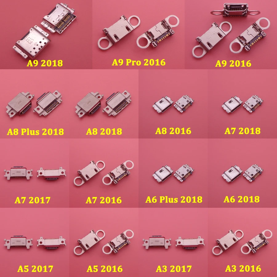 

2 шт., зарядное устройство Type-C, зарядный разъем, разъем USB, разъем для Samsung Galaxy A3 A5 A6 A7 A8 Plus A9 Pro 2016 2017 2018