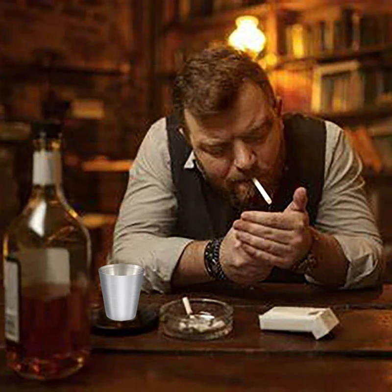 Полированные 30 мл мини-стеклянные чашки из нержавеющей стали бокалы для питья