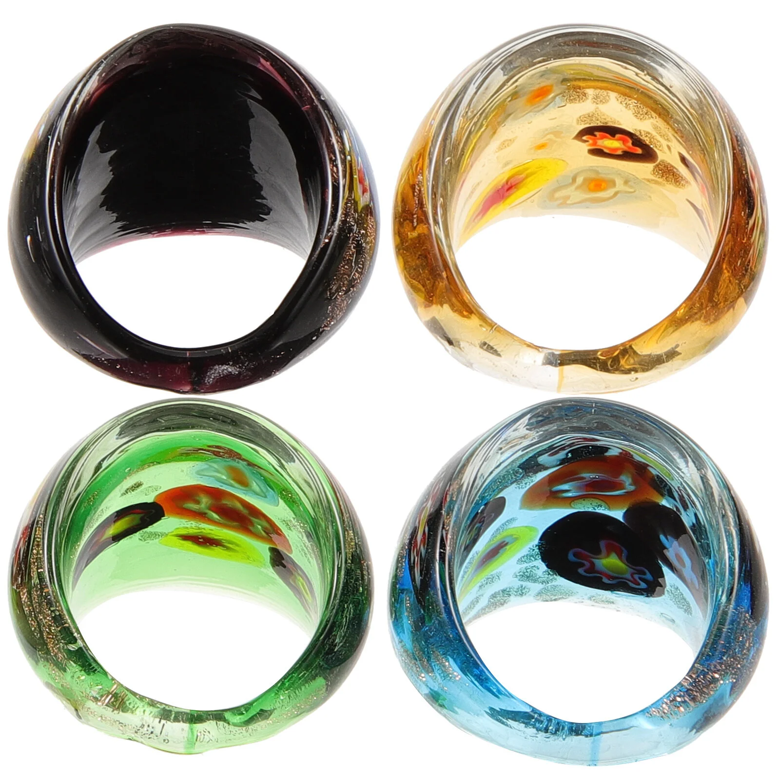 

4 Pcs Cool Glass Rings Decor Personalized Women’s Jewelry Colored Finger Decorative Miss Girls