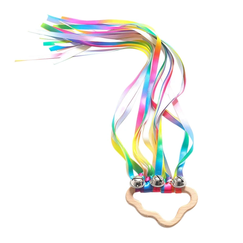 

Children's Musical Instrument Bell Baby Ribbon Ring Newborn Upward Development Color Recognition Sensory Toys