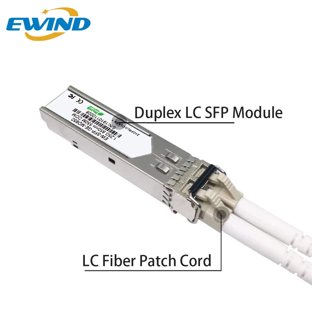 EWIND 1.25G SFP Optical Transceiver 550m DDM Fiber 850nm SFP Transceiver Module Gigabit Multimode Duplex LC Compatible for CISCO