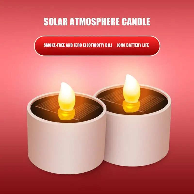 

Solar Candles Flameless LED Tea Light Realistic Flickering Candles Electric Fake Candle For Outdoor Garden Pathway Balcony Etc
