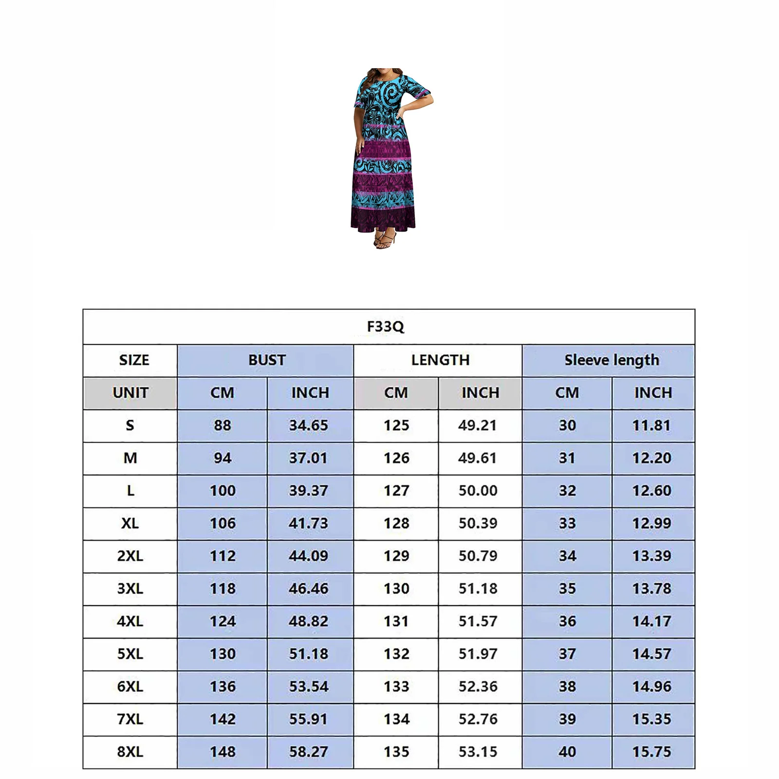 Модное зеленое полинезийское платье с круглым вырезом и принтом в виде