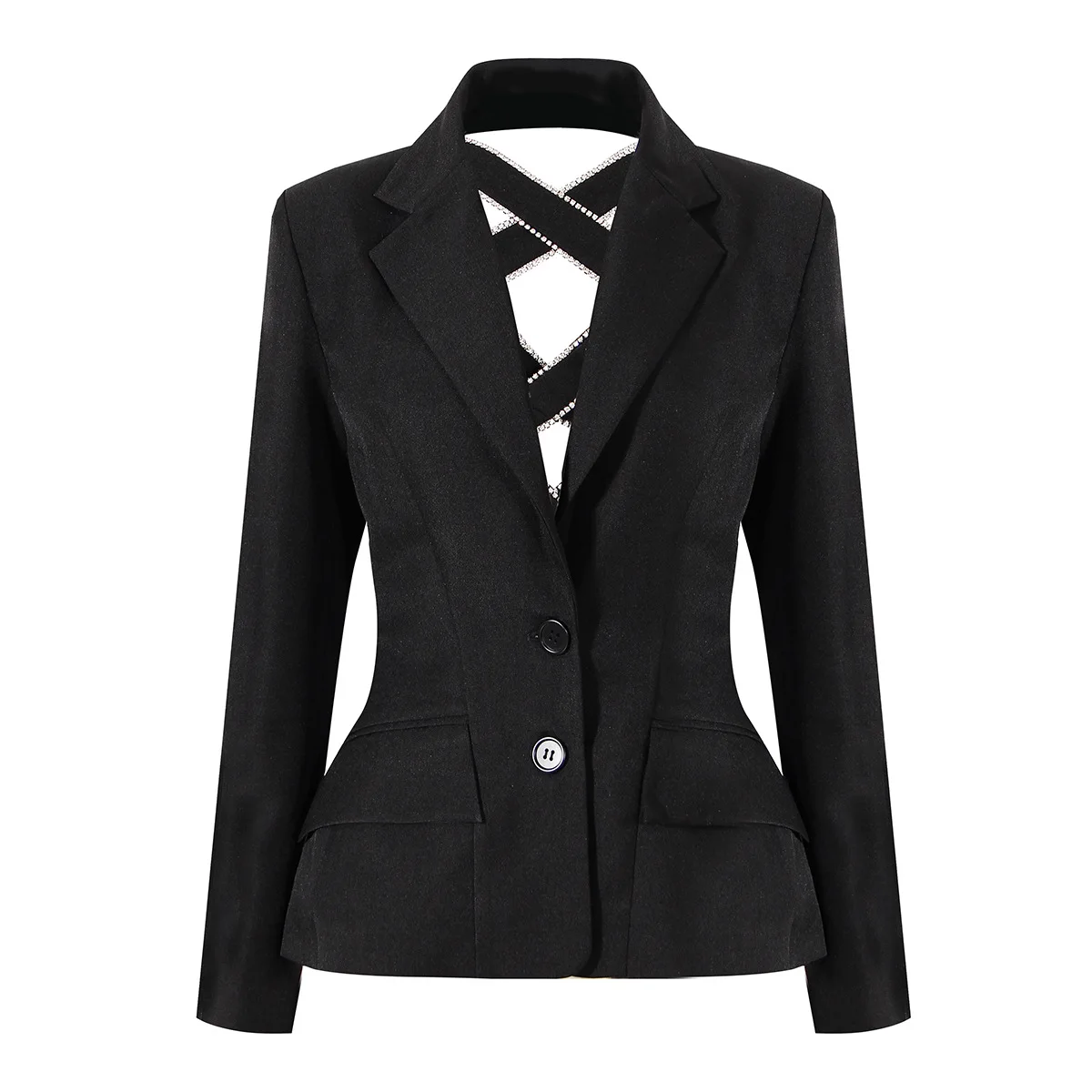 

Newest Baroque Style black Cool vintage Blazer Jacket Women's sexy luxury Blazer Outer Coat