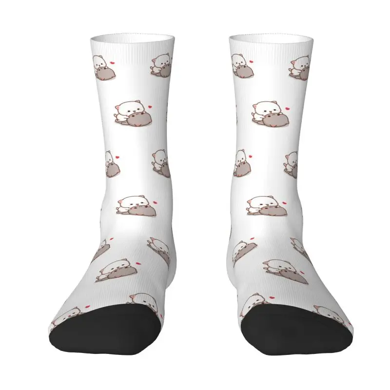 

Cool Mens Peach And Goma Mochi Cat Love Dress Socks Unisex Comfortable Warm 3D Printed Crew Socks