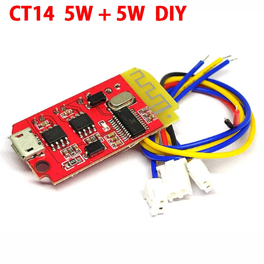 

CT14 Micro 4.2 Stereo Bluetooth Power Amplifier Board Module DW-CT14 5VF 5W 5W with Charging Port for Refitting Idle Sound Box