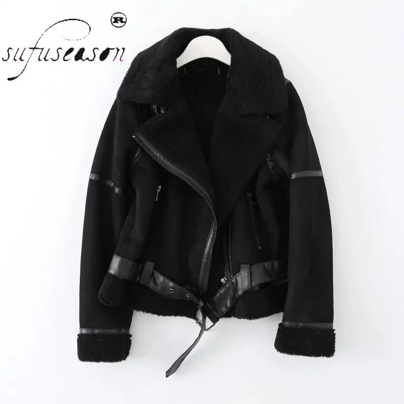 2022 Heavy Jacket  Women's Winter Coats Faux Leather Jacket Warm Padded ZA Jacket  Motorcycle Leather Suede  Padded Jacket Traf