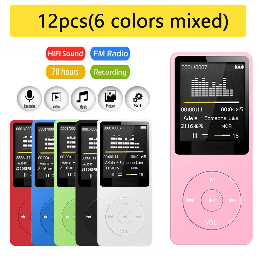 

12 шт., mp3-плеер с USB-портом для зарядки