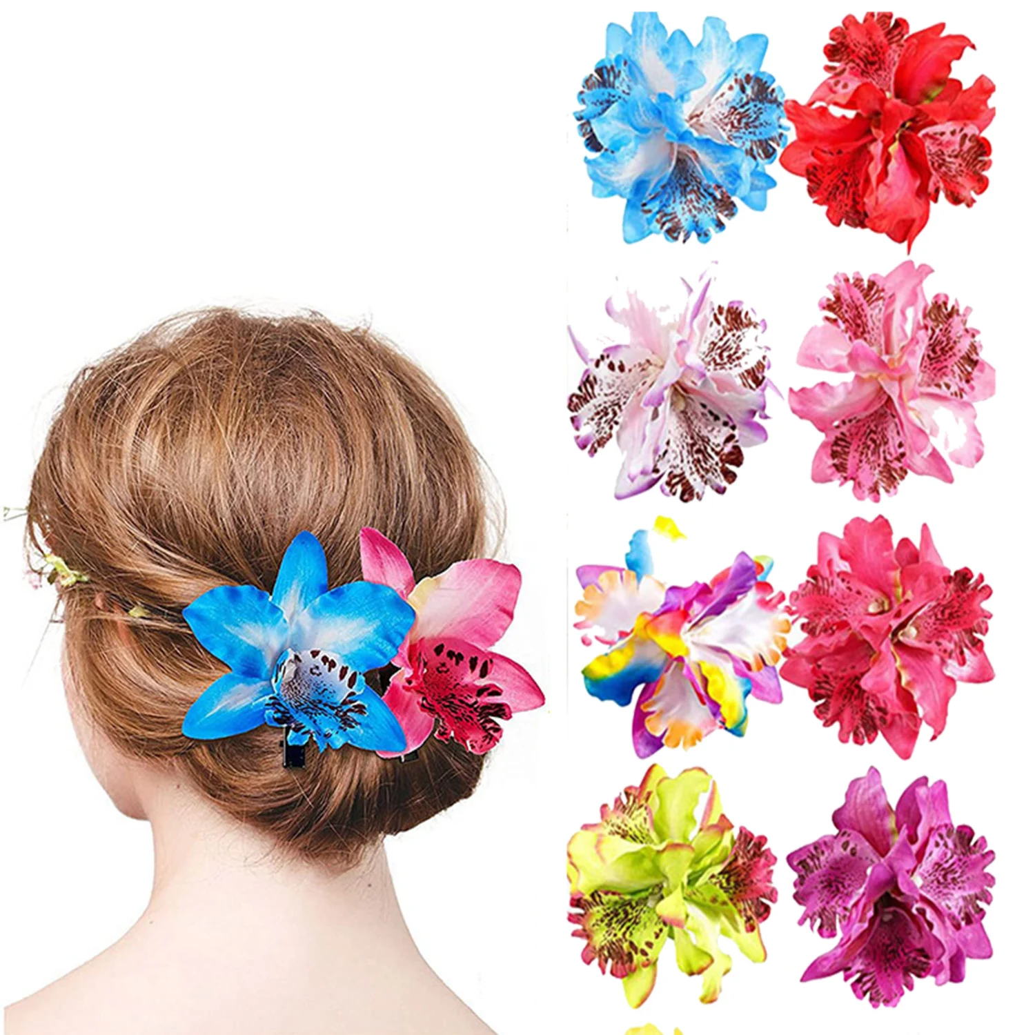 

Ins style double Thai orchid flower hairpin bridal seaside holiday hairpin Bohemian head lace clip